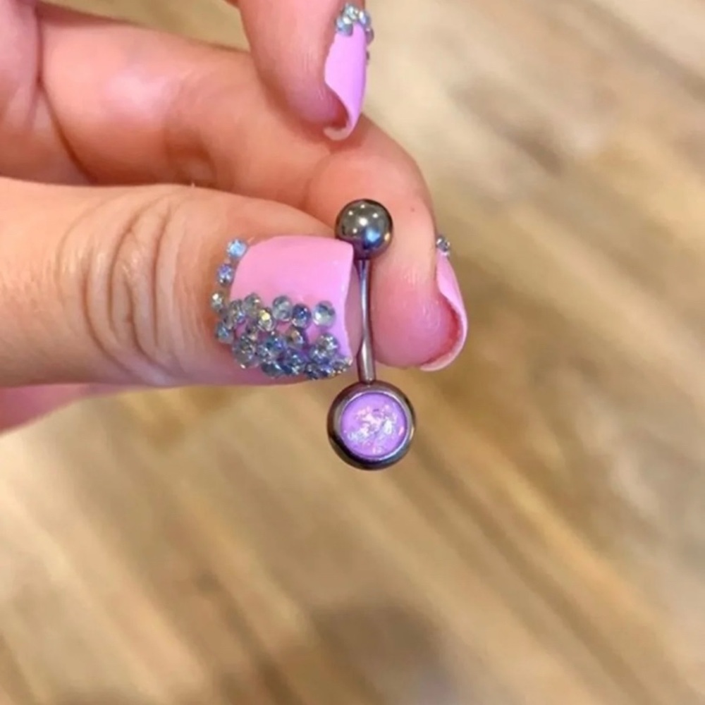 Lilac opalite belly ring